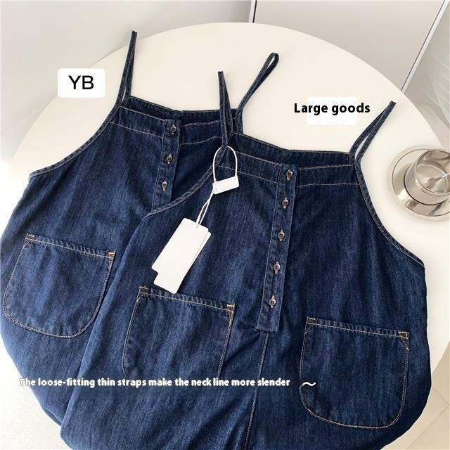 Trending Now at Buy Center: High Waist Slimming Denim Suspender Pants For Women