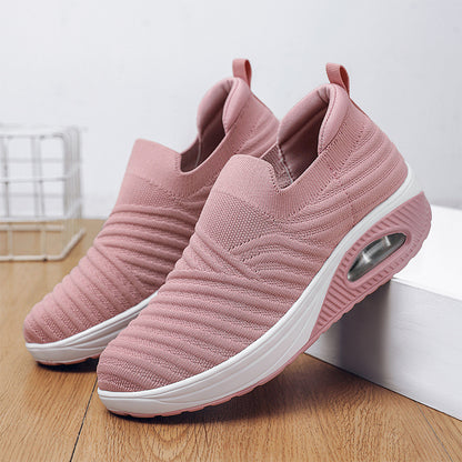 Newly Arrived at Buy Center: Slip-on Shoes Breathable Platform Mesh Surface Flying Woven Casual 9022 Pink