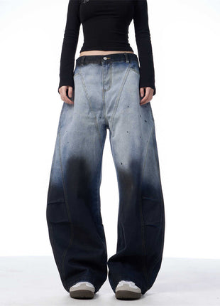 Gradient Tie-dye Machete Jeans Women's Wide-leg Trousers