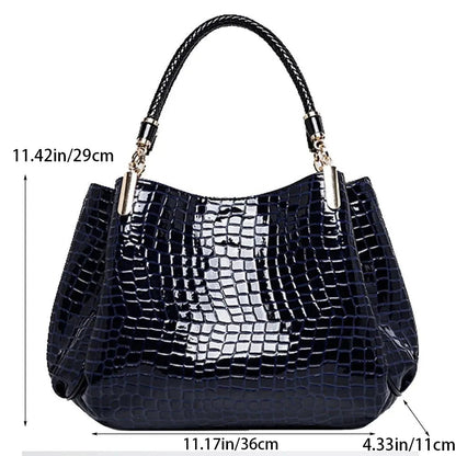 Bolso de mujer de gran capacidad, bolso de mano para uso diario, bolso de hombro para mujer, bolso de mano con estampado de cocodrilo y cara brillante para compras