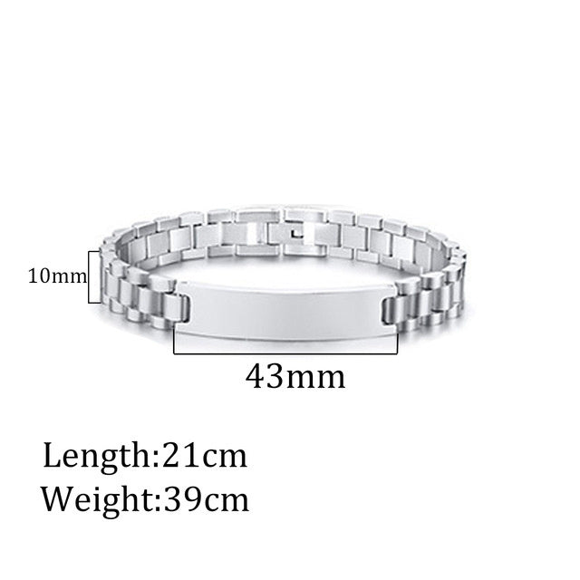 Buy Center Prestige-Stylish Stainless Steel Laser Engraving Bracelet Silver 2Style