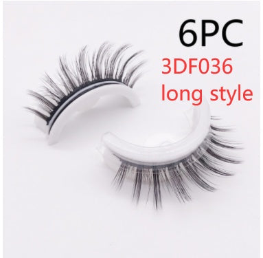 Buy Center Premium-Reusable 3D Mink Lashes Natural False Eyelashes Self Adhesive Fake Glue Free Makeup Eyelash Extension Silk 3DF036 long style Square box in four colors 6PCS