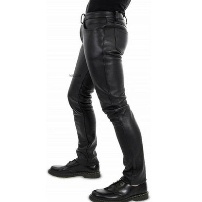 2022wish Amazon European And American Solid Color PU Elastic Leisure Men Leather Pants Buy Center