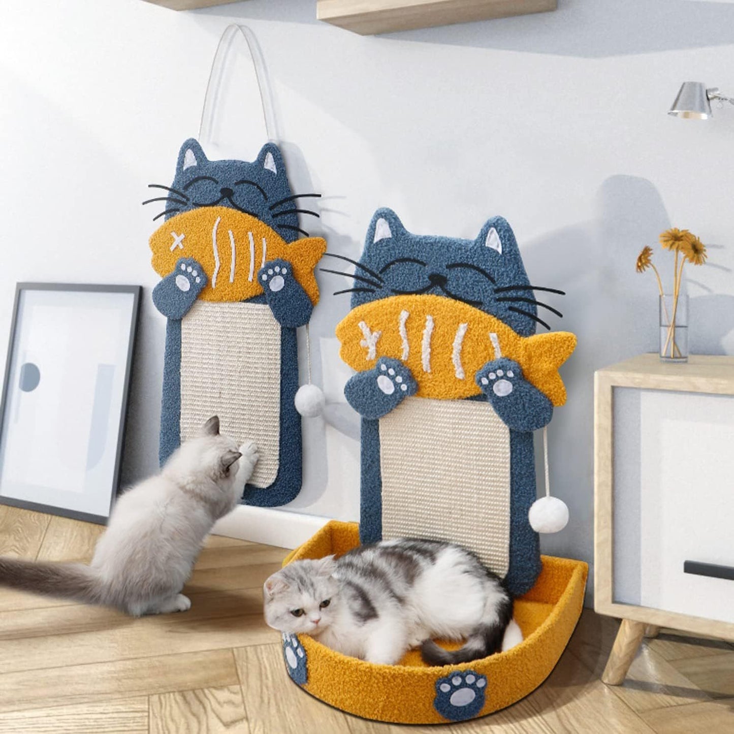 Hot New Items at Buy Center: Sisal Scratch Posts With Hanging Ball, Cat Scratching Board With Cat Bed, Cat Eating Fish Shape Cat Scratch Pad For Indoor Cats Kitten