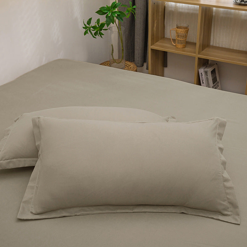 Pure Color Washed Cotton Pillowcase Single Pillowcase Buy Center