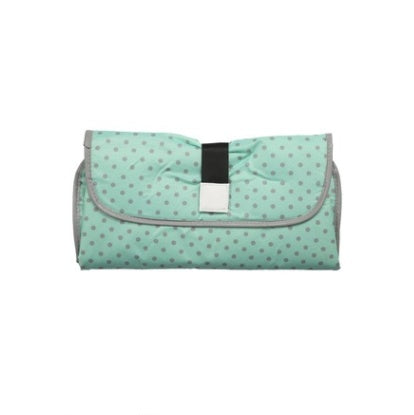 Portable Diaper Changing Pad Clutch for Newborn Dark green dots