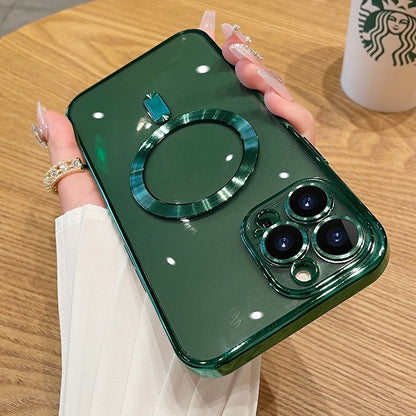 Newly Released at Buy Center: Magnetic Charging Electroplated Transparent With Lens Protector Protective Case Cangling Green