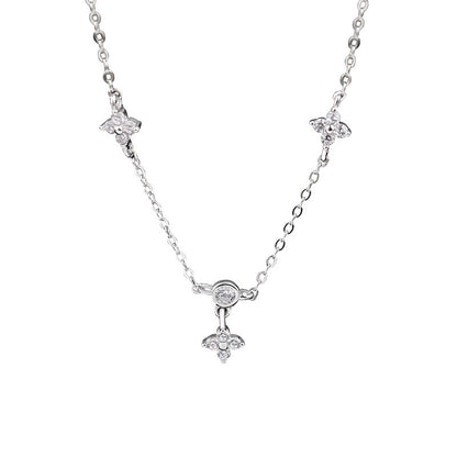 Buy Center Premium-Women's Sterling Silver Clover Necklace Star Zircon