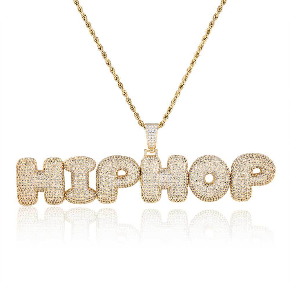 Newly Released at Buy Center: Hip Hop Bubbles Letter Pendant Micro Zirconia Necklace