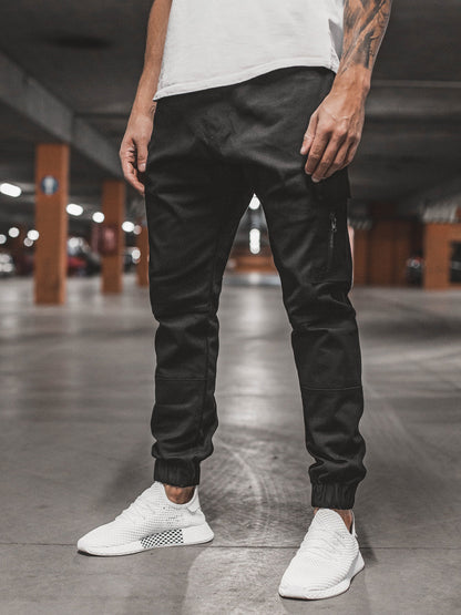 Newly Released at Buy Center: Men's Side Zipper Pocket Decoration Casual Long Pants Black