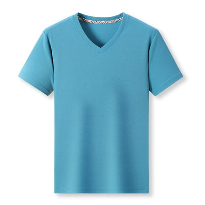 Fresh on the Scene at Buy Center: Men's Thin Casual Solid Color And V-neck Short-sleeved T-shirt