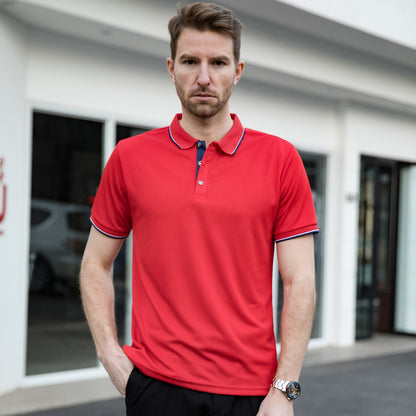 Just Arrived at Buy Center: Polo Shirt Men's Thin Lapels Short Sleeve ShirtT-shirt Bright Red