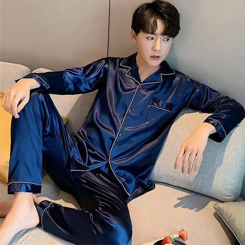 Hot New Arrivals at Buy Center: Men's Fashion Large Size Silk Pajamas Suit 102Style M