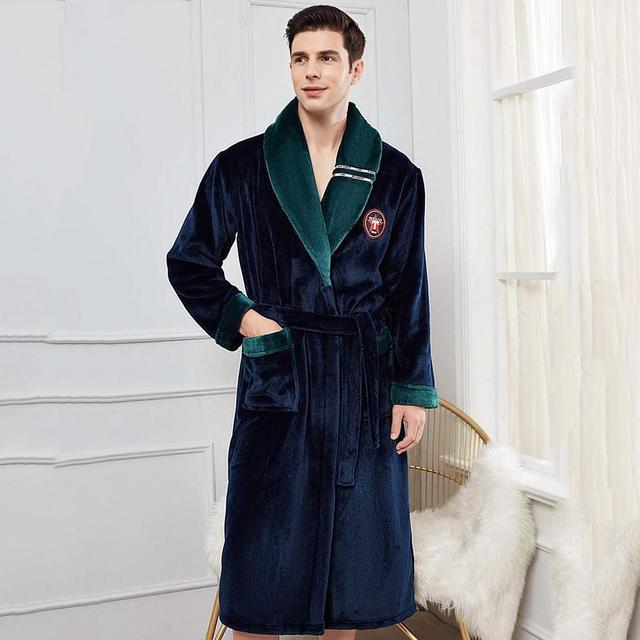 Winter Flannel Lovers Robe Gown Elegant Solid Casual Sleepwe Buy Center