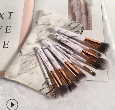 Trending Now at Buy Center: 10 marble makeup brush sets, beauty tools, blush, eye shadow, face modification, 5 big 5 small explosions. White2 Light brush bag