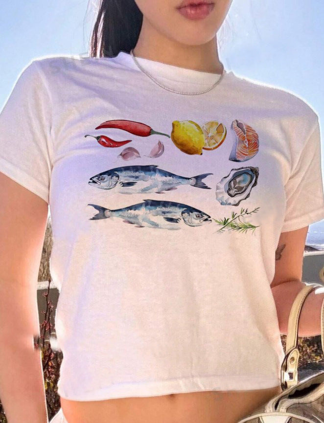 Just Arrived at Buy Center: Women's Round Neck T-shirt Letter Print Short-sleeve