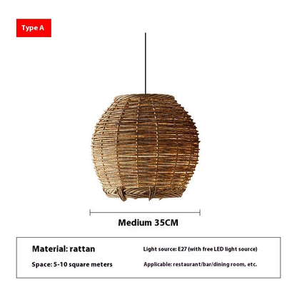 Fresh Arrivals at Buy Center: Retro Idyllic Zen Rattan-weaved Ceiling Lamp Type B Diameter 35CM