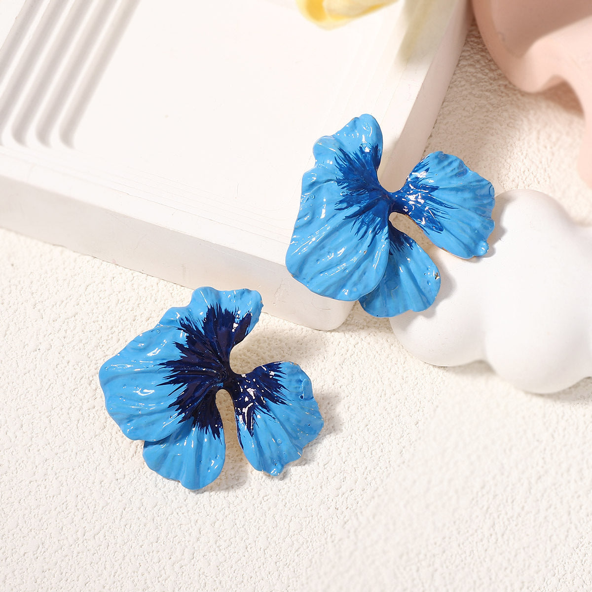 Buy Center Exclusive Offer-Holiday Alloy Colorful Oil Necklace Flower Flower Stud Earrings Blue