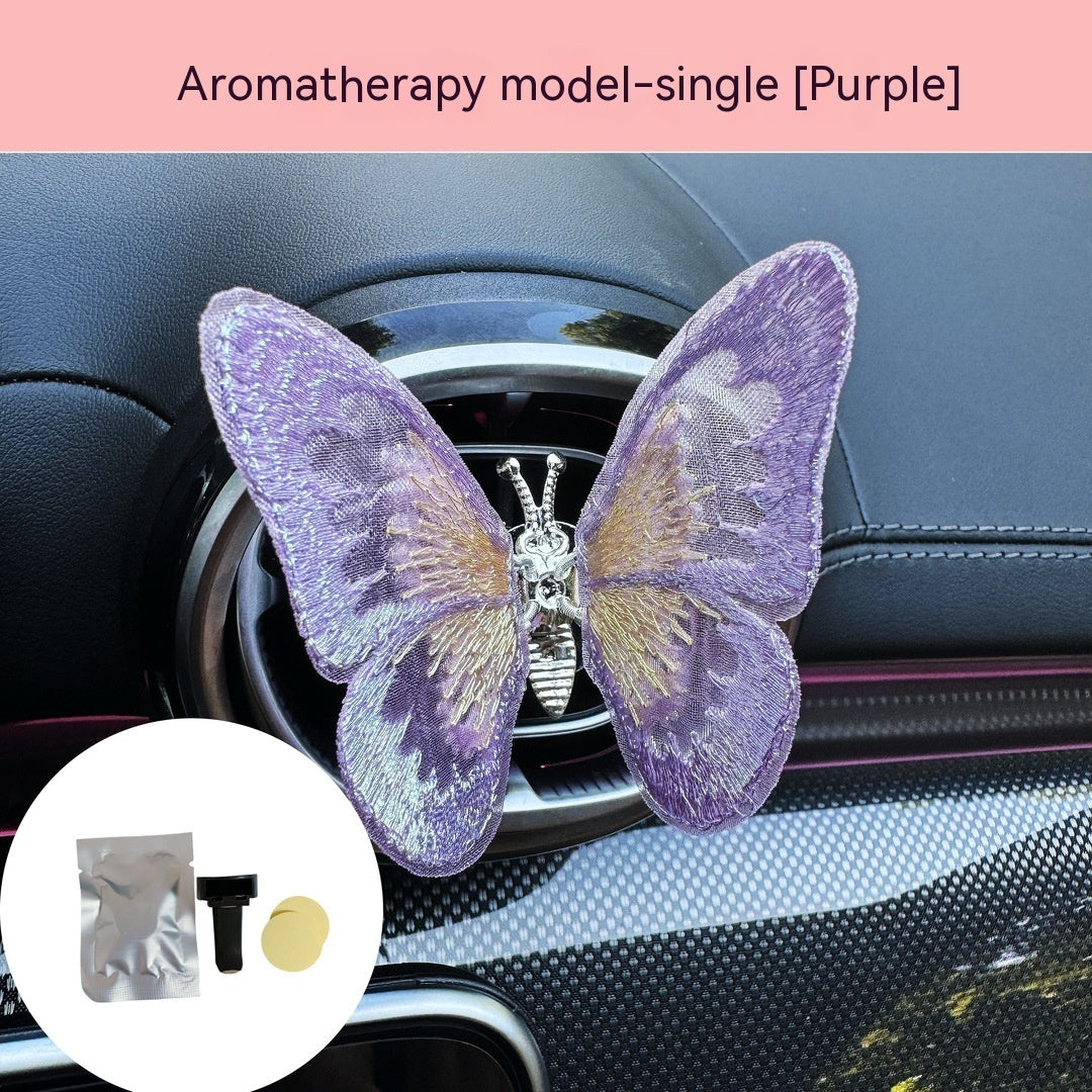 Just Arrived at Buy Center: Moving Embroidery Butterfly Center Console Air Outlet Decoration Healing Series Car Accessories Purple Aromatherapy 1PC