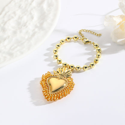 Retro Small Rice-shaped Beads Hand-woven Heart Bracelet Buy Center