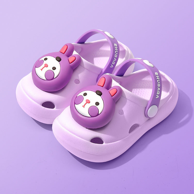 Fresh Arrivals at Buy Center: Children's Slippers Summer Cartoon Baby Soft Bottom Hole Shoes Boys And Girls Closed Toe Sandals Purple Bunny