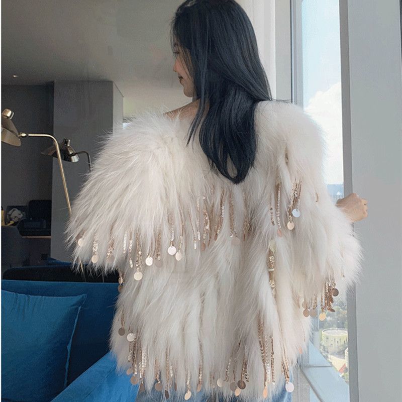 P8A Long Fur Environmental Protection Fox Fur Tassel Fur Coat Buy Center