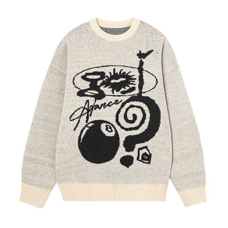 Plush American Hand Drawn Brocade Sweater Men's Autumn Winter Retro Loose Buy Center