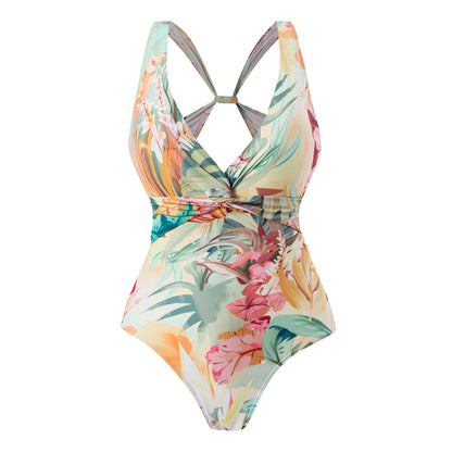 Buy Center Hot Pick-One-piece Swimsuit Sexy Slimming Backless European And American Printed Swimsuit Huanghua one piece garment