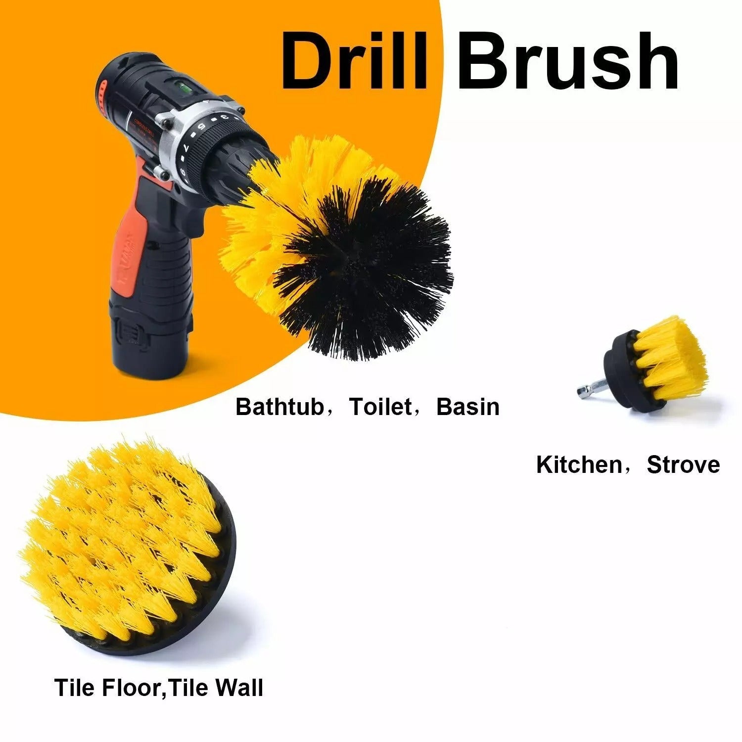 New Drill Brush Attachment Scrubber Brushes Set Kit With Adapter For Car Shower Tile