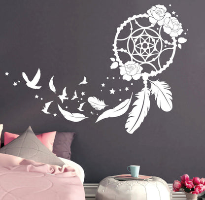 Newly Released at Buy Center: Creative Dream Catcher Feather Pattern Wall Stickers 55X77CM White