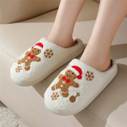 Christmas Snowflake Gingerbread Slippers Winter Indoor Non-slip Floor Bedroom Fuzzy House Shoes For Women Home Slippers Buy Center