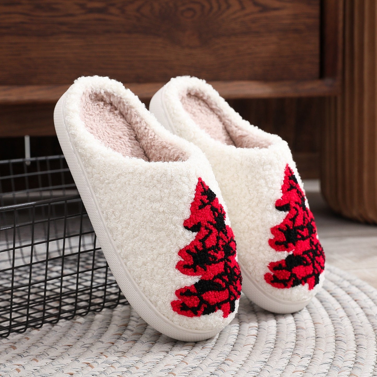 Christmas Tree Home Slippers Fashion Non-slip Floor Bedroom Slipper For Women Fuzzy House Shoes Winter Buy Center