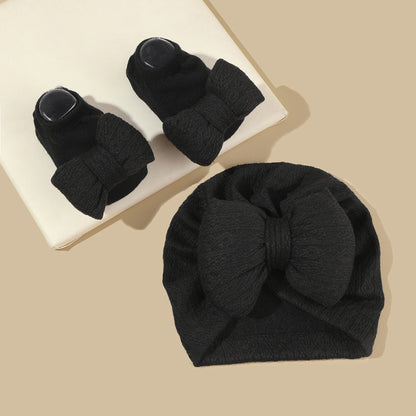 Fresh on the Scene at Buy Center: Tam-o'-shanter And Socks Suit Infant Knitted Big Bow Black