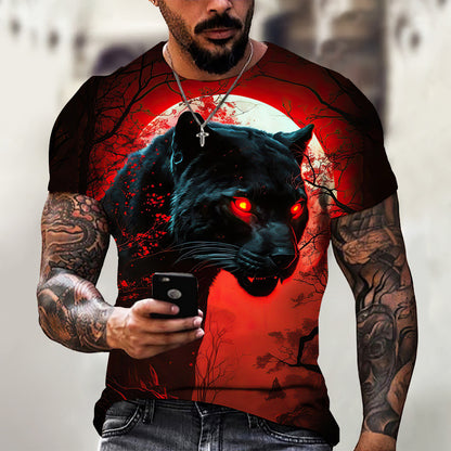 Camiseta de verano para hombre con estampado 3D de animales y bestias, león