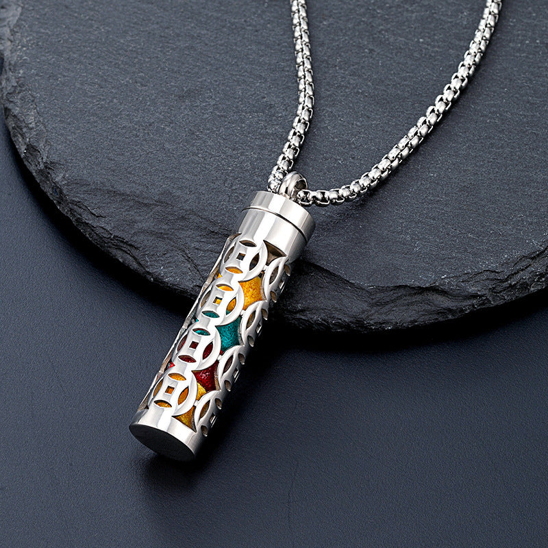 Buy Center Premium-Titanium Steel Hollow Aromatherapy Necklace Perfume Diffuser