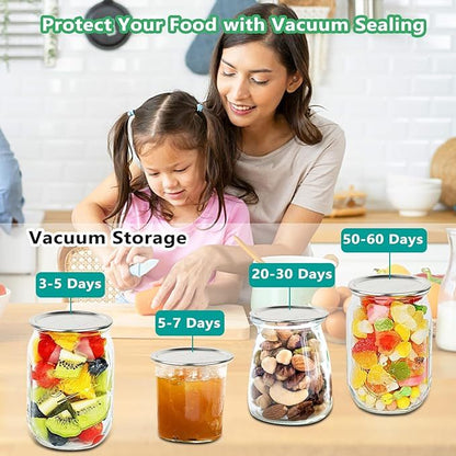 Hot New Arrivals at Buy Center: Electric Mason Jar Vacuum Sealer - BINZET Mason Jar Vacuum Sealing Kit For Food Storage, Compatible Wide & Regular Mouth Mason Lids- Canning Jar Mason Jar Vacuum Sealer With LED Countdown Display