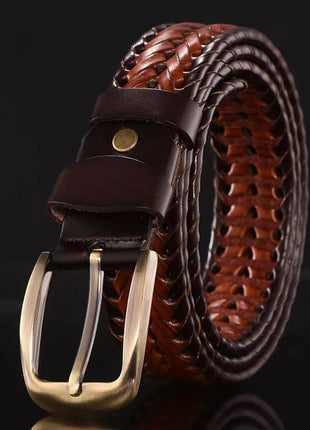 Ceinture décontractée tendance en cuir avec boucle ardillon faite à la main pour pantalon de couple