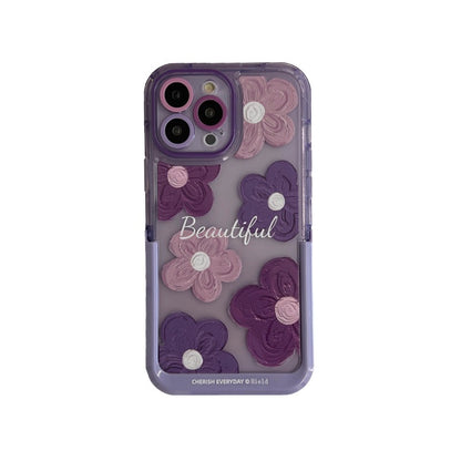 Fresh Arrivals at Buy Center: Cute Oil Painting Flower Invisible Bracket Phone Case Purple Oil Painting Flowers