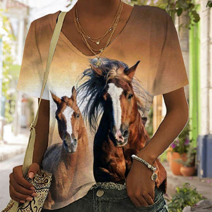 Hot New Items at Buy Center: Men's 3d Horse Printed T-shirt Riding Crew Neck Short Sleeve Streetwear Hip Hop Trend