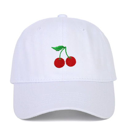 Cherry Embroidered Peaked Cap Outdoor Travel Sun-shade Sun Protection Hat