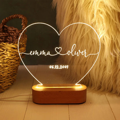 Trending Now at Buy Center: Custom Night Light As Valentines Day Anniversary Romantic For Bedroom Night Lamp Couple For Him Names And Date Engagement Gift