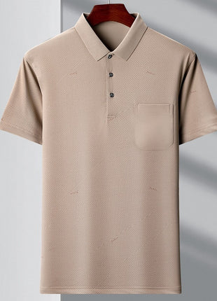 Camiseta tipo polo juvenil con cuello tipo polo y rayas con bolsillo real para hombre