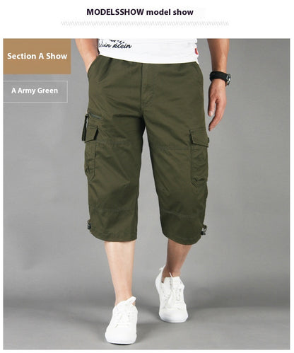 Newly Arrived at Buy Center: Men's Loose Thin Multi-pocket Outdoor Sports And Casual Shorts Army Green