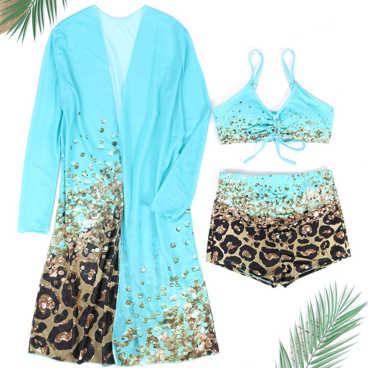 Fresh Arrivals at Buy Center: Women's Versatile Casual Split Print Swimsuit Set