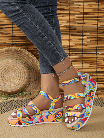 Trending Now at Buy Center: Women's Colorful Peep Toe Buckle Sandals