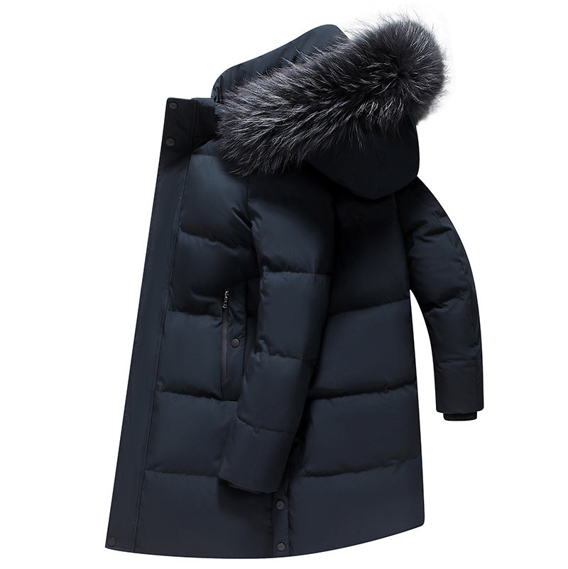 Fur Collar Mid-length Light Luxury Thickened Warm Cold-resistant Hooded Down Jacket