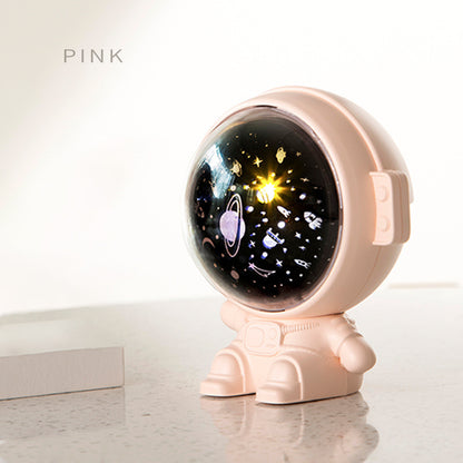 Galaxy Star Projector Starry Sky Night Light Astronaut Lamp Room Decr Gift Child Kids Baby Christmas Spaceman Projection Pink