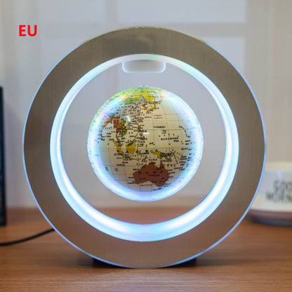 Round LED World Map Floating Globe Magnetic Levitation Light Anti Gravity Magic White English EU