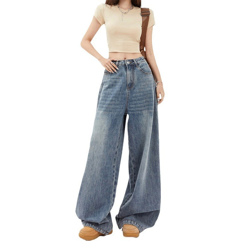 Women's High Waist Wide Leg Jeans Baggy Straight Trousers Buy Center