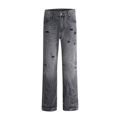 Newly Released at Buy Center: Fashion Personalized Washed Ripped Jeans For Men Black And Gray